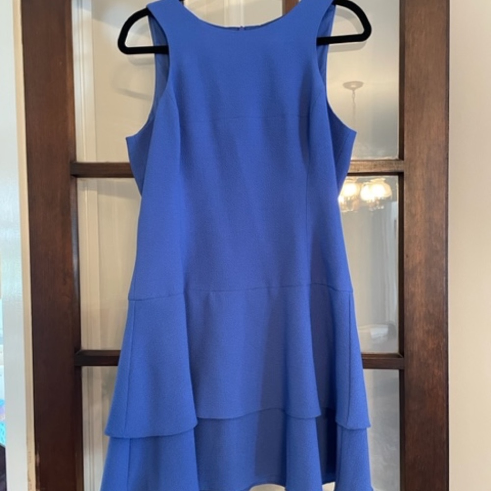Black Halo Sleeveless Blue Dress with Ruffles, Size 10
